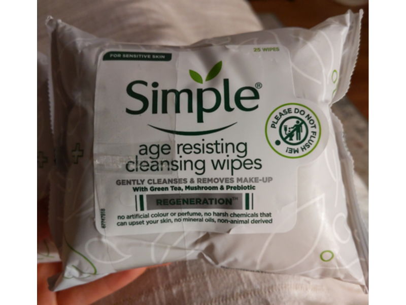 Simple Regeneration Age Resisting Cleansing Wipes, 25 Count