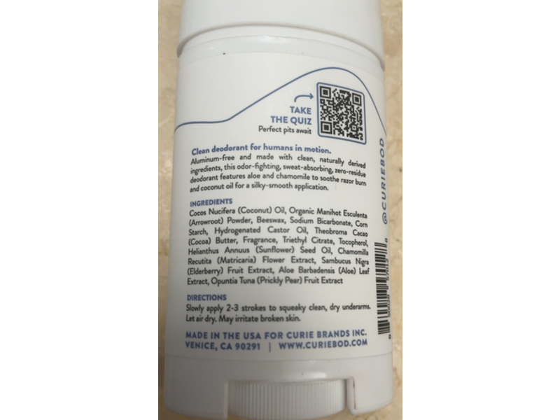 Curie Clean Deodorant, 2 oz/56.7 g