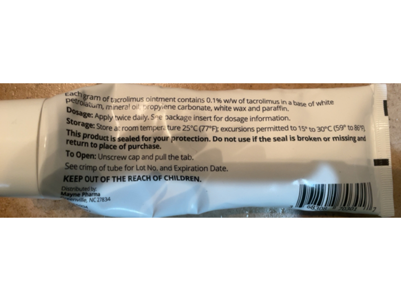 Tacrolimus Ointment 0.1%, 100 g, Mayne Pharma (RX)