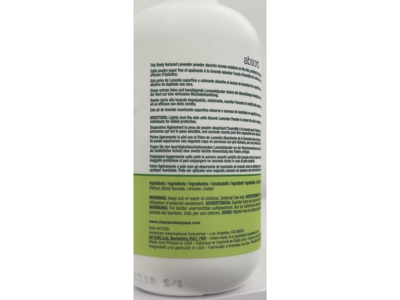 Clean + Easy Absorb Powder, Lavender, 3.5 oz/99 g