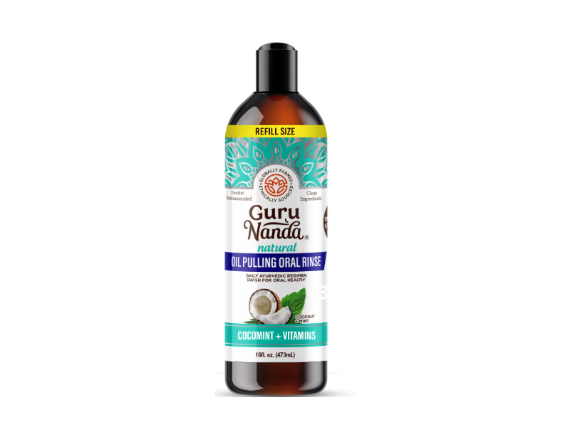GuruNanda Natural Oil Pulling Oral Rinse, Coconut + Mint, 16 fl oz/473 mL