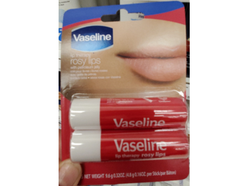 Vaseline Lip Therapy, Rosy Lips, Petroleum Jelly, 0.16 oz/4.8 g, Pack Of 2