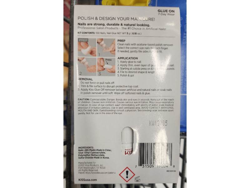 Kiss Active Opal Full Cover Nail Kit, Medium, 0.10 oz/3 g, 100 Count