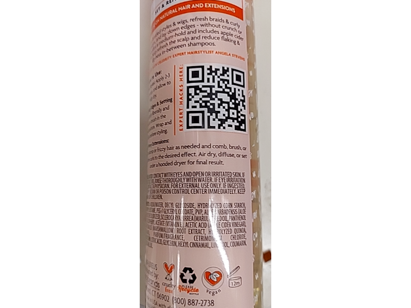 Cantu Protective Styles Set & Refresh Foam, Apple Cider Vinegar & Aloe, 8 fl oz/237 mL