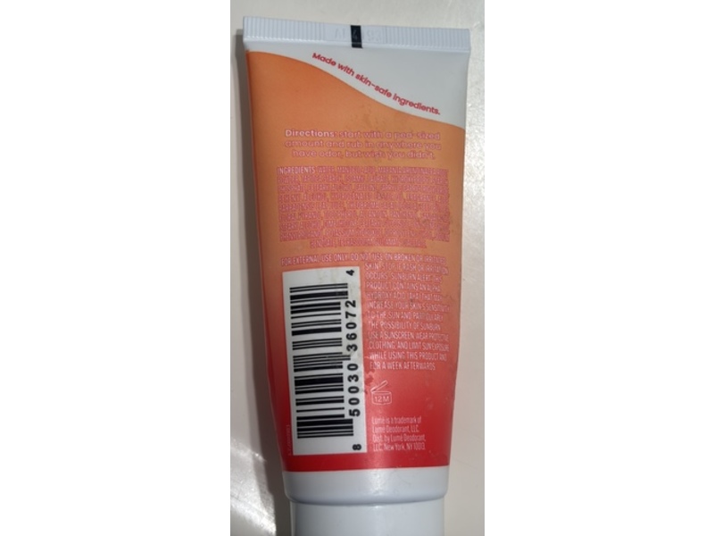 Lume Whole Body Deodorant, Invisible Cream, Clean Tangerine, 2.2 oz/62 g