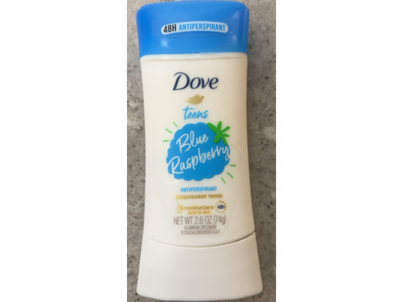 Dove Teens Antiperspirant Deodorant Stick, Blue Raspberry, 2.6 oz/74 g