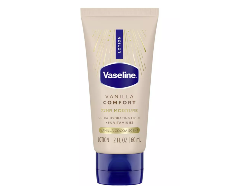 Vaseline Vanilla Comfort 72Hr Moisture Ultra-Hydrating Lipids Lotion, Vanilla Cocoa Scent, 2 fl oz/60 mL