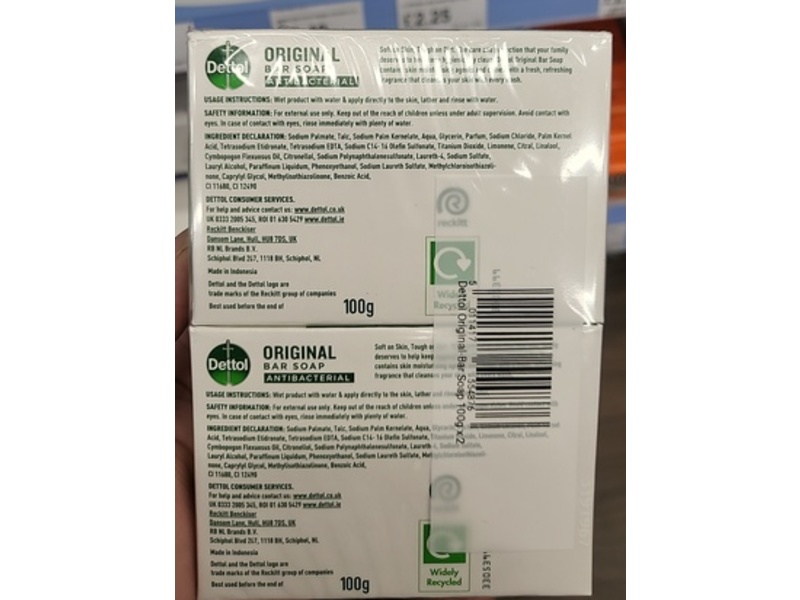 Dettol Original Bar Soap, Anti Bacterial, 100 g, Pack Of 2