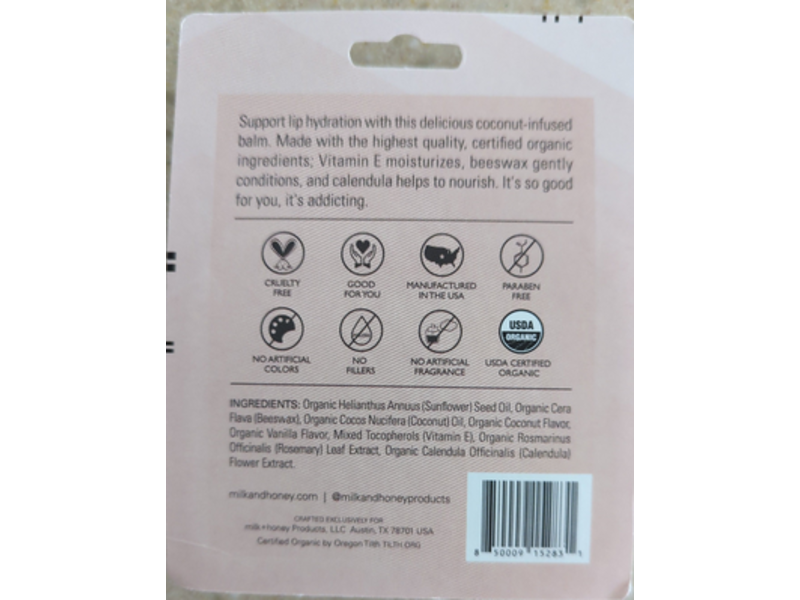Milk + Honey Coconut Lip Balm, 0.15 oz/4.25 g, 3 Count