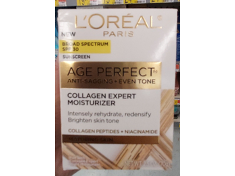 L'Oreal Paris Age Perfect Anti-Sagging + Even Tone Colllagen Expert Moisturizer, SPF 30, 2.5 oz/70 g