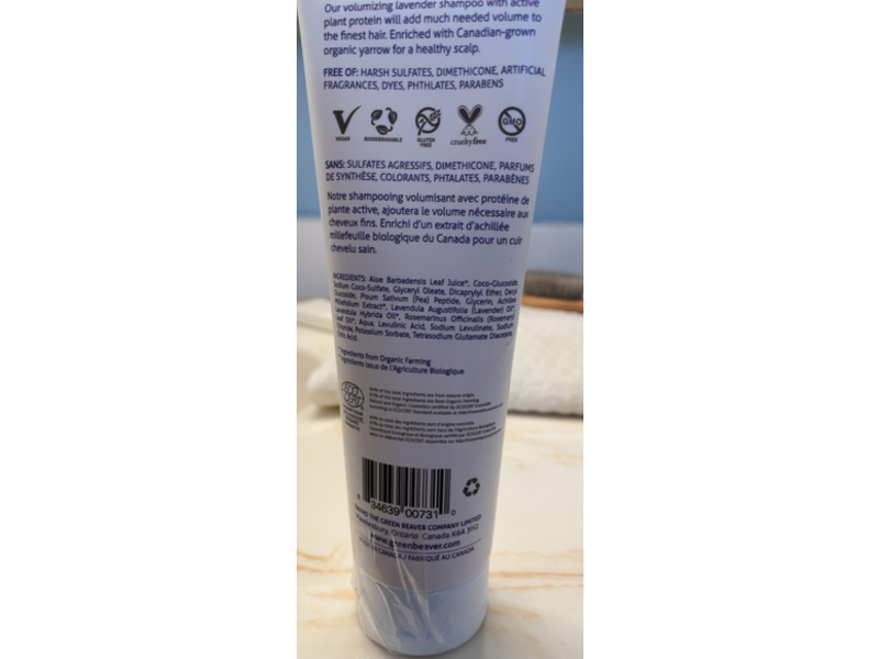 The Green Beaver Company Volumizing Shampoo, Lavender, 8.1 fl oz/240 mL