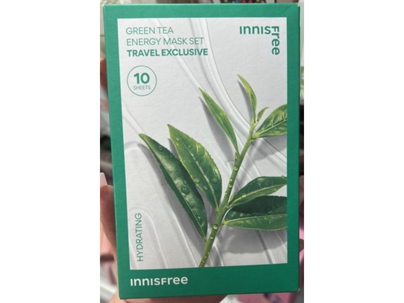 Innisfree Hydrating Energy Mask Set, Green Tea, 0.74 fl oz/22 mL, 10 Count