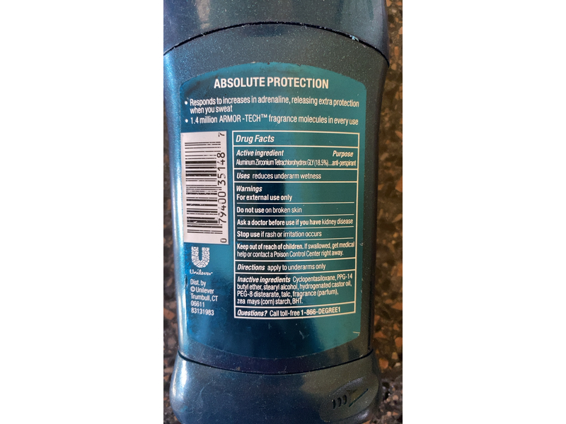 Degree Men Absolute Protection Antiperspirant Deodorant, Cool Rush, 2.7 oz/76 g