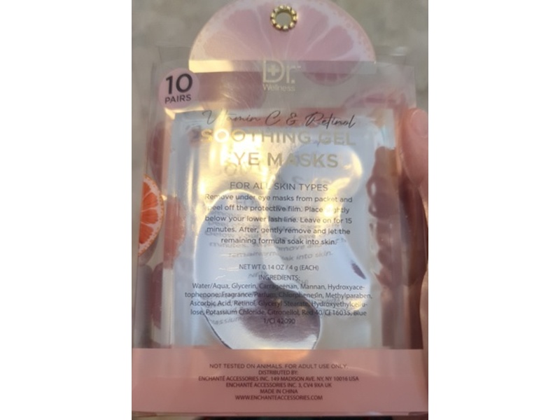 Dr. Wellness Soothing Gel Eye Masks, Vitamin C & Retinol, 0.14 oz/4 g, 10 Pairs