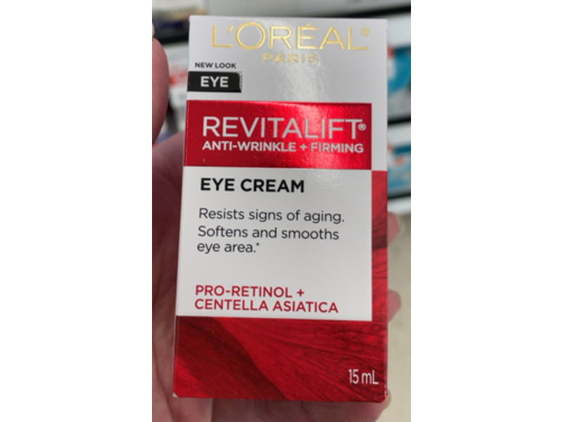 L'Oreal Paris Revitalift Anti-Wrinkle + Firming Eye Cream, Pro Retinol + Centella Asiatica, 15 mL