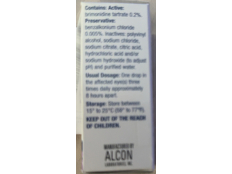 Brimonidine Tartrate Ophthalmic Solution 0.2%, 10 mL, Sandoz (Rx)