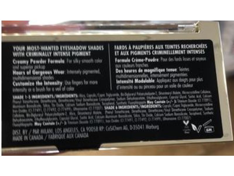 Milani Most Wanted Eyeshadow Palettes, Partner In Crime, 0.18 oz/5 g