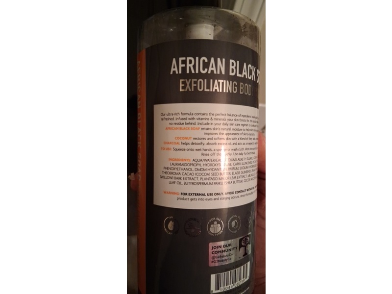 The Spathecary African Black Soap Exfoliating Body Wash, Coconut & Charcoal, 32 fl oz/950 mL