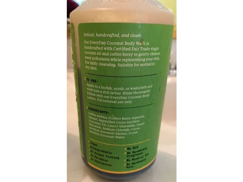 Alaffia Body Wash, Everyday Coconut, 16 fl oz/476 mL