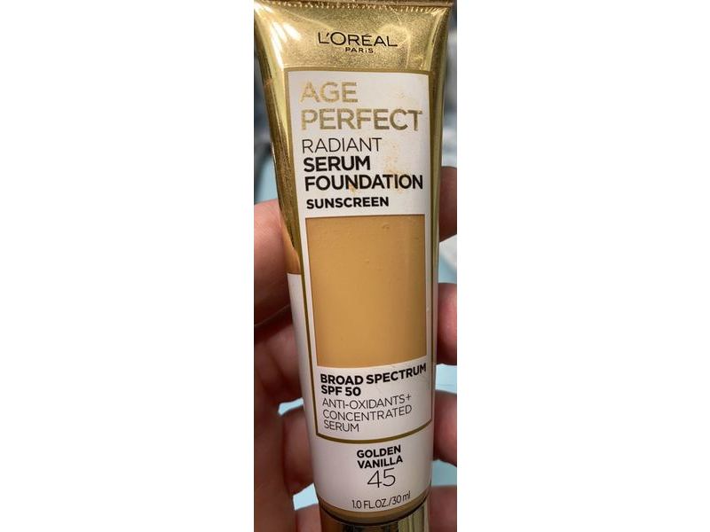 L'Oreal Paris Age Perfect Radiant Serum Foundation, SPF 50, Golden Vanilla 45, 1 fl oz/30 ml