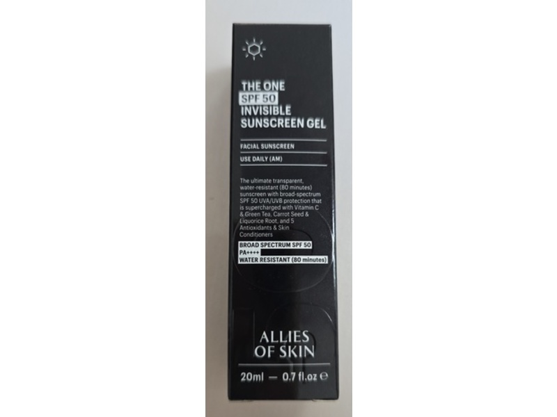 Allies Of Skin The One Invisible Sunscreen Gel, SPF 50 PA++++, 0.7 fl oz/20 mL