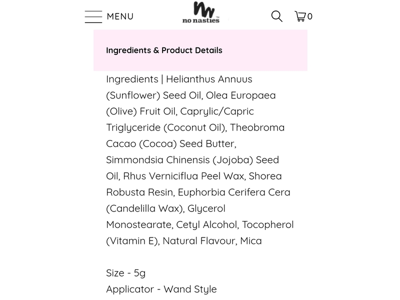 No Nasties Natural Lip Gloss, Gummy Grape, 0.17 fl oz/5 mL