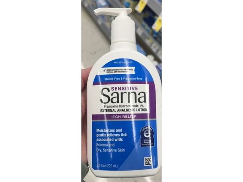 Sarna Pramoxine Hydrochloride 1% External Analgesic Itch Relief Lotion, 7.5 fl oz/222 mL
