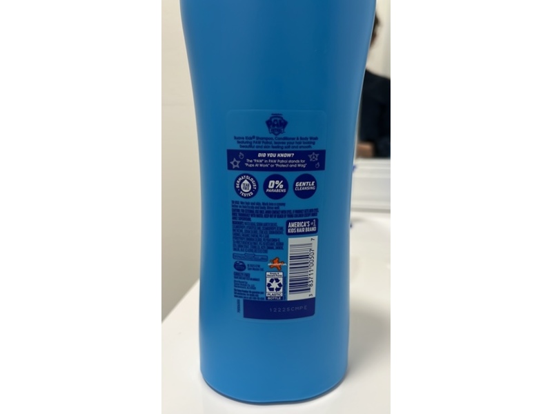 Suave Kids Paw Patrol 3 In 1 Adventure Bay Breeze Shampoo + Conditioner + Body Wash, 28 fl oz/828 mL, Pack Of 4