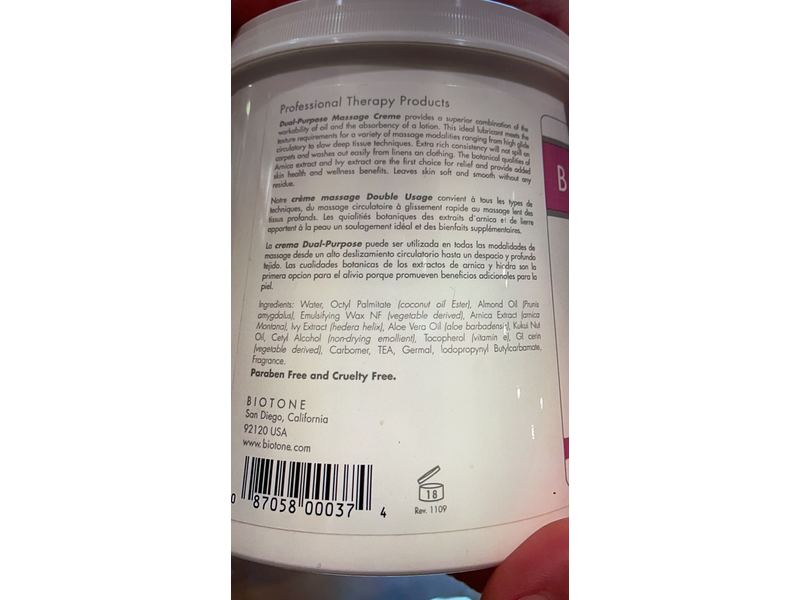 Biotone Dual-Purpose Massage Creme, Arnica & Ivy Extract, 36 oz/1062 mL