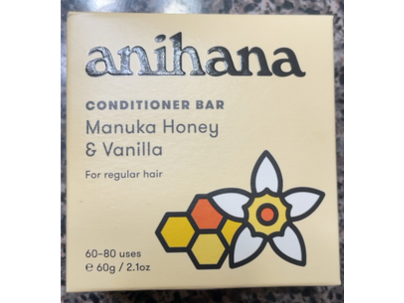 Anihana Conditioner Bar, Manuka Honey and Vanilla, 2.1 oz/ 60 g