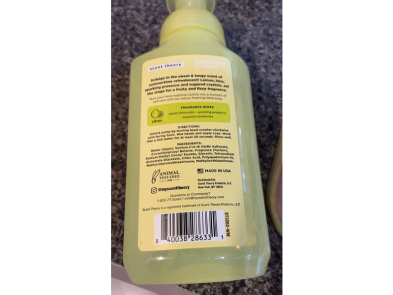Scent Theory Foaming Hand Soap, Sunshine Citrus, 10 oz/325 mL