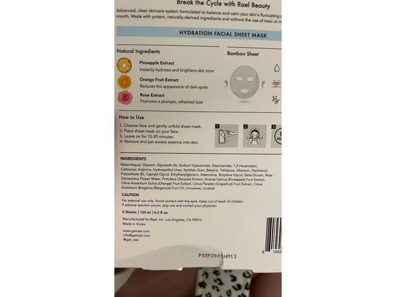 Rael Beauty Refresh + Moisturize Facial Sheet Masks