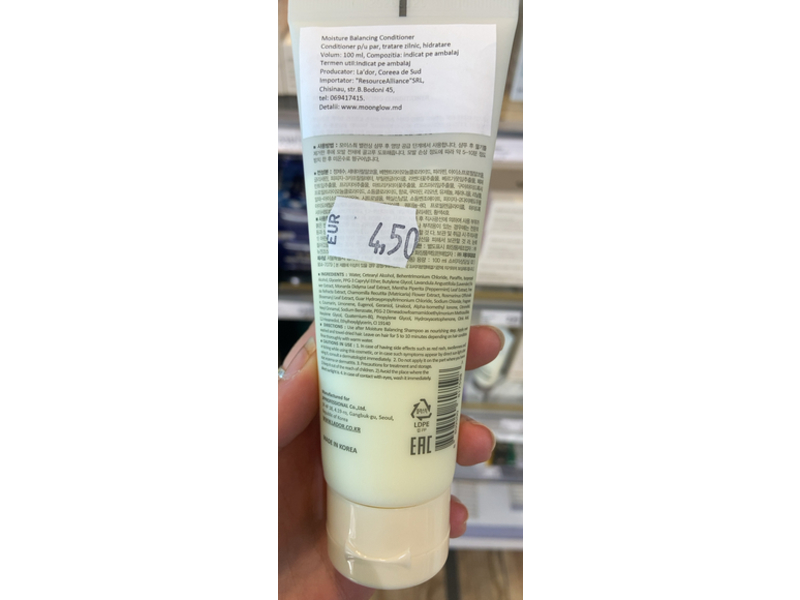 La'dor Moisture Balancing Daily Clinic Conditioner, 3.3 fl oz/100 mL