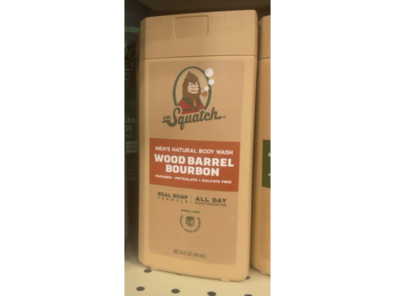 Dr Squatch Men's Natural Body Wash, Wood Barrel Bourbon, 14 fl oz/414 mL