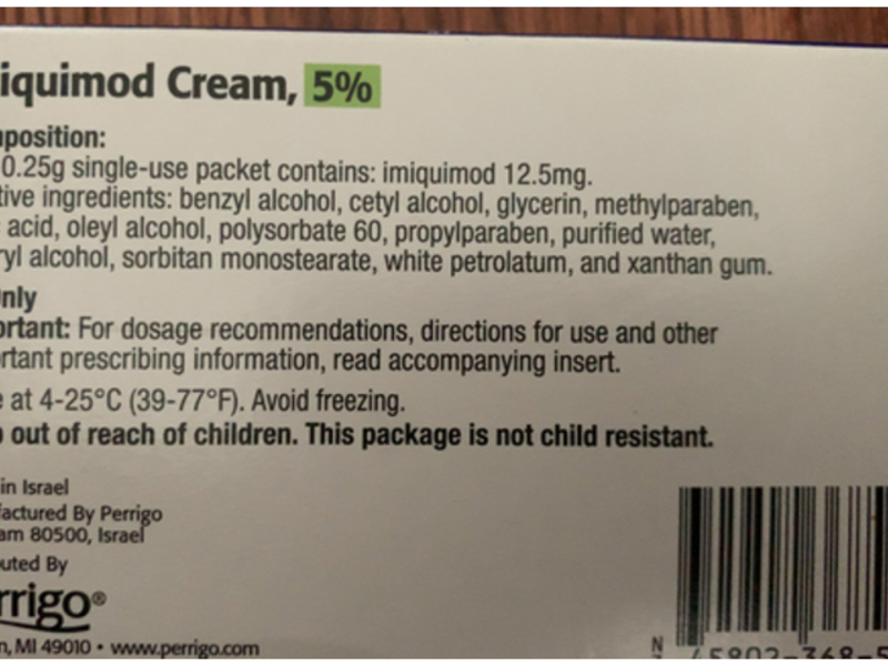Imiquimod Cream 5%, 12 Count Perrigo (Rx)