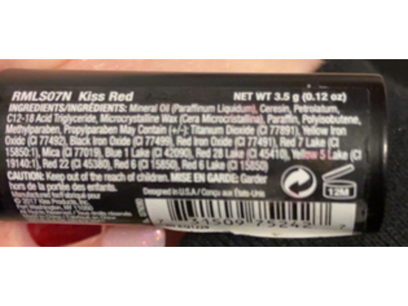 RK By Kiss Matte Lipstick, Kiss Red, 0.12 oz/3.5 g