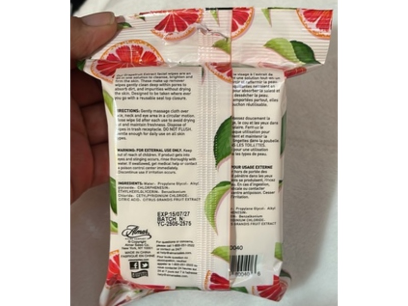 Embrace Your Face Makeup Removing Facial Wipes, Grapefruit Extract, 30 Pieces
