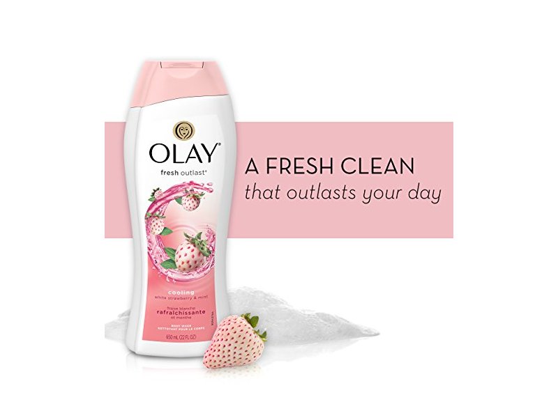 Olay Fresh Outlast Cooling White Strawberry & Mint Body Wash, 22 oz