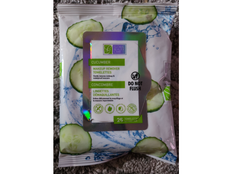 Global Beauty Care Makeup Remover Towelettes, Cucumber, 25 Count