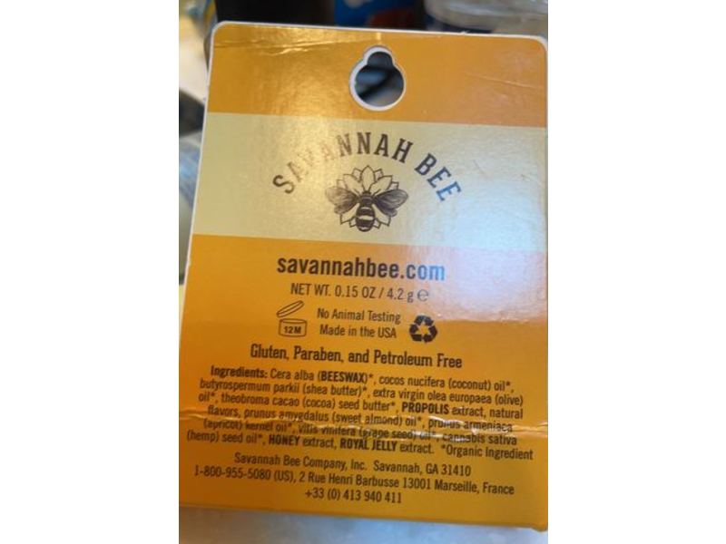 Savannah Bee Company Beeswax & Propolis Lip Balm, Tupelo Honey, 0.15 oz/4.2 g