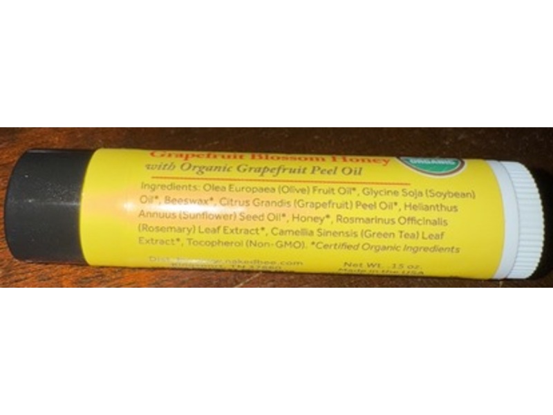 The Naked Bee Beeswax Lip Balm, Grapefruit Blossom Honey, 15 oz/ 40 g
