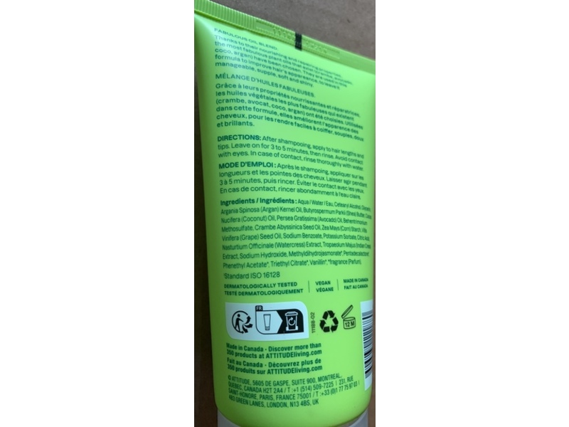 Attitude Super Leaves Repairing Hair Mask, Rose & White Flower, 5 fl oz/150 mL