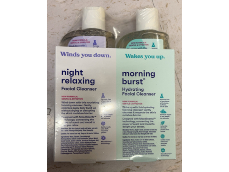 Clean & Clear Morning Burst & Night Relaxing Hydrating Face Cleansers, 16 fl oz/480 mL, Pack Of 2