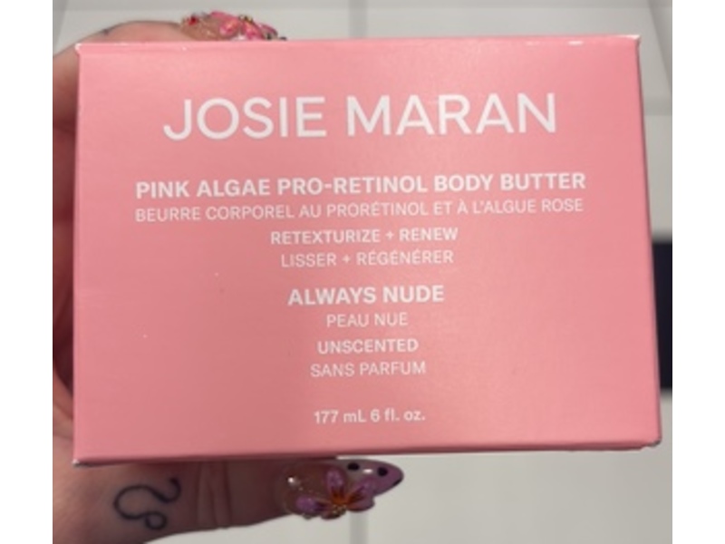 Josie Maran Pink Algae Pro Retinol Body Butter, Always Nude, 6 fl oz/177 mL