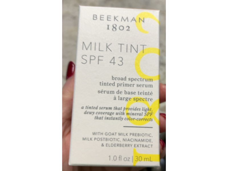 Beekman 1802 Milk Tinted Primer Serum, Medium, SPF 43, 1.0 fl oz/30 mL