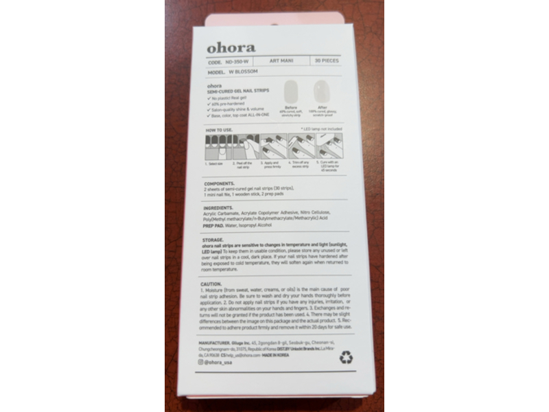 Ohora Semi-Cured Gel Nail Strips Kit, Blossom, 30 Count