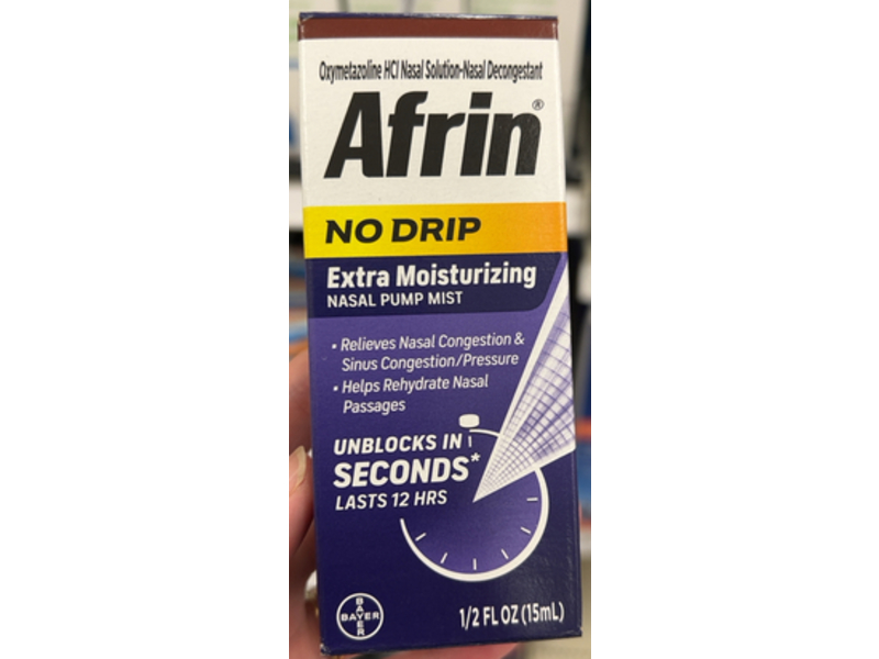 Afrin No Drip Extra Moisturizing Nasal Pump Mist, 1/2 fl oz (15 mL)