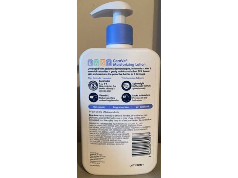CeraVe Baby Moisturizing Lotion, Ceramides & Vitamin E, 16 fl oz/473 mL