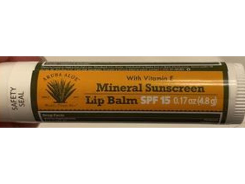 Arubs Aloe Mineral Sunscreen Lip Balm, Vitamin E, SPF 15, 0.17 oz/4.8 g