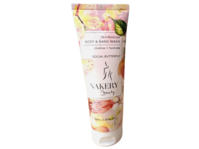 Nakery Skin Restore Beauty Body & Hand Wash, Social Butterfly, 3.38 fl oz/100 mL
